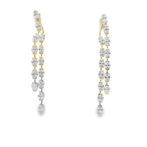White Gold Dangle Earrings with Oval Cut Diamonds SKU 6261