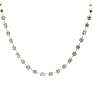 Yellow Gold Diamond Necklace with Round and Emerald-Cut Diamonds  SKU 6100