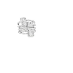 Platinum Stackable Rings with Princess Cut Diamonds
