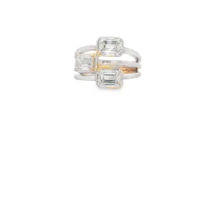 Yellow Gold Multi Stone Ring with Emerald Cut Diamonds  SKU 6997