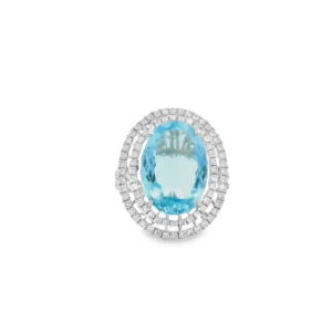 Oval Aquamarine Cocktail Ring in 18kt White Gold. DDI-590-10027/5-10081