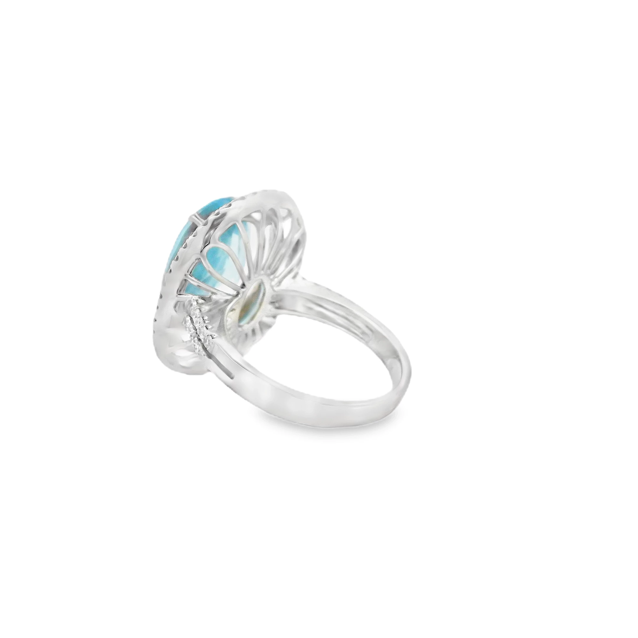 18kt White Gold Cocktail Ring with Oval Aquamarine SKU DDI-5-10123 - Image 2