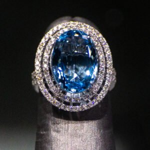 18kt White Gold Cocktail Ring with Oval Aquamarine SKU DDI-5-10123