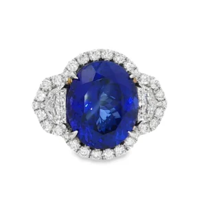 Platinum Cocktail Ring with a deep blue Tanzanite oval   SKU DDI-5-10128