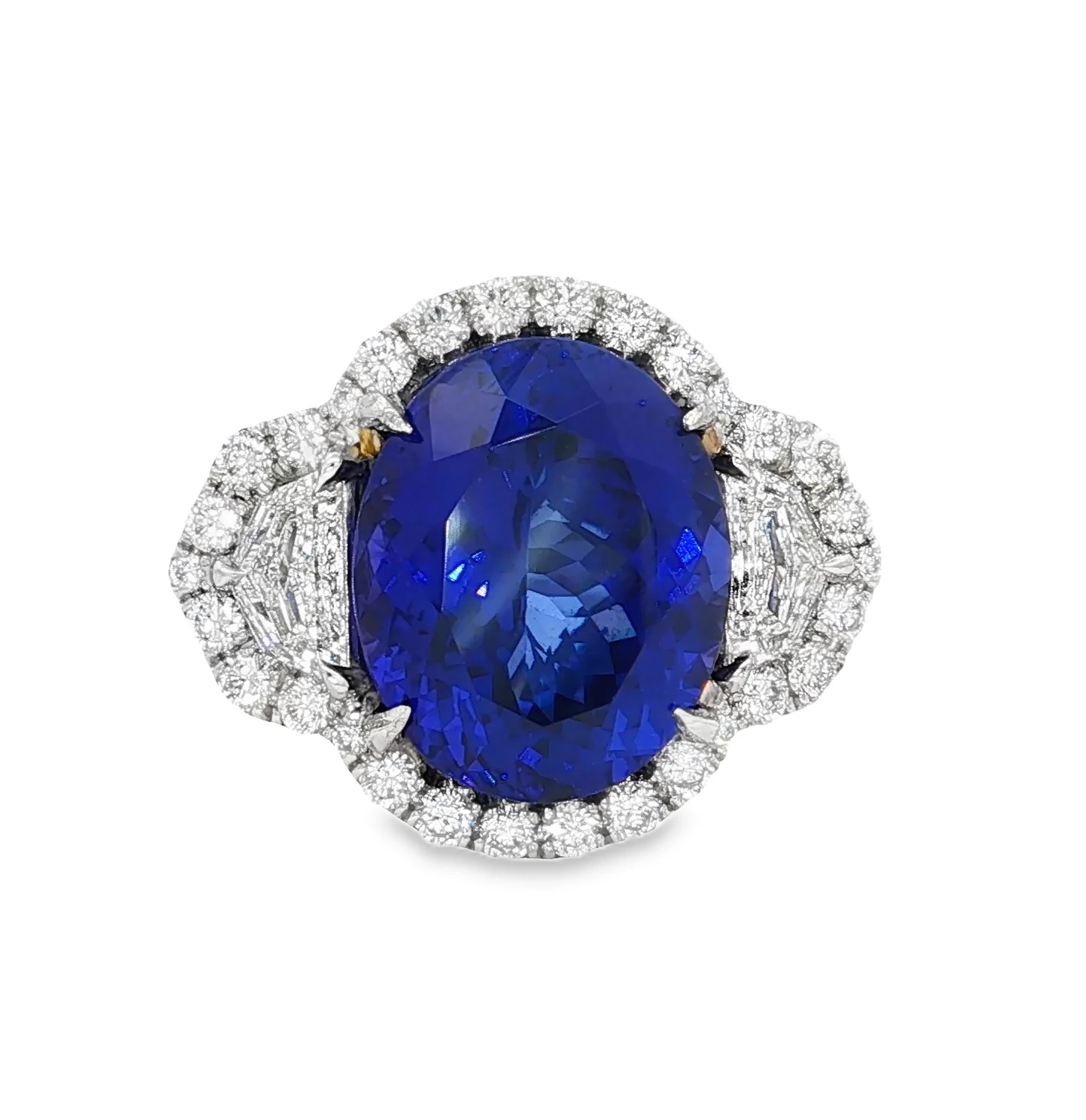 Platinum Cocktail Ring with a deep blue Tanzanite oval SKU DDI-5-10128 - Image 4
