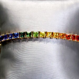 Multi colored stones, Sapphires, gold tennis bracelet