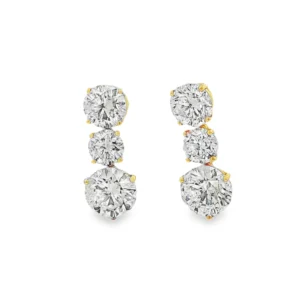 18K Yellow Gold Drop Earrings with 11.51 CT Round Brilliant Cut Diamonds.  SKU 1080