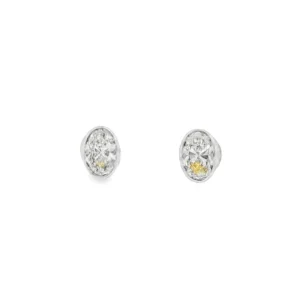 White Gold Stud Earrings with Oval matching KVVS2 Diamonds. SKU 1092