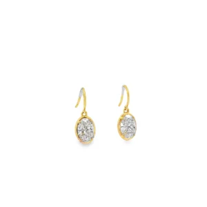 18K Yellow Gold Drop Earrings with a matching pair of K si1 Oval Brilliant Cut Diamonds.   SKU 111670170