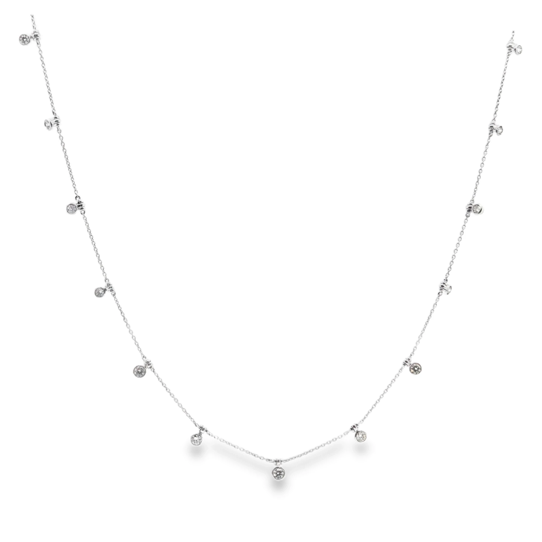 Delicate Silver Necklace with Round Brilliant Diamonds. SKU 141440N38B - Image 2
