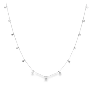 Delicate Silver Necklace with Round Brilliant Diamonds.   SKU   141440N38B