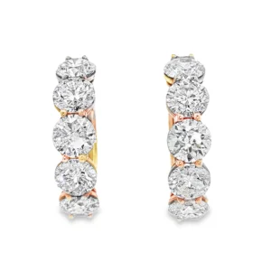 18kt Rose Gold Hoop Earrings with 10CT of Round Brilliant Cut Diamonds. SKU 1673