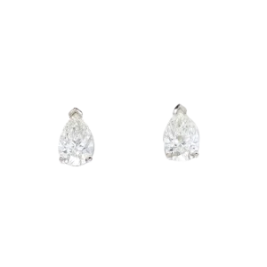 White Gold Stud Earrings with 2CT JSI1 matching pair of Pear-Shaped Brilliant Diamonds. SKU 2470