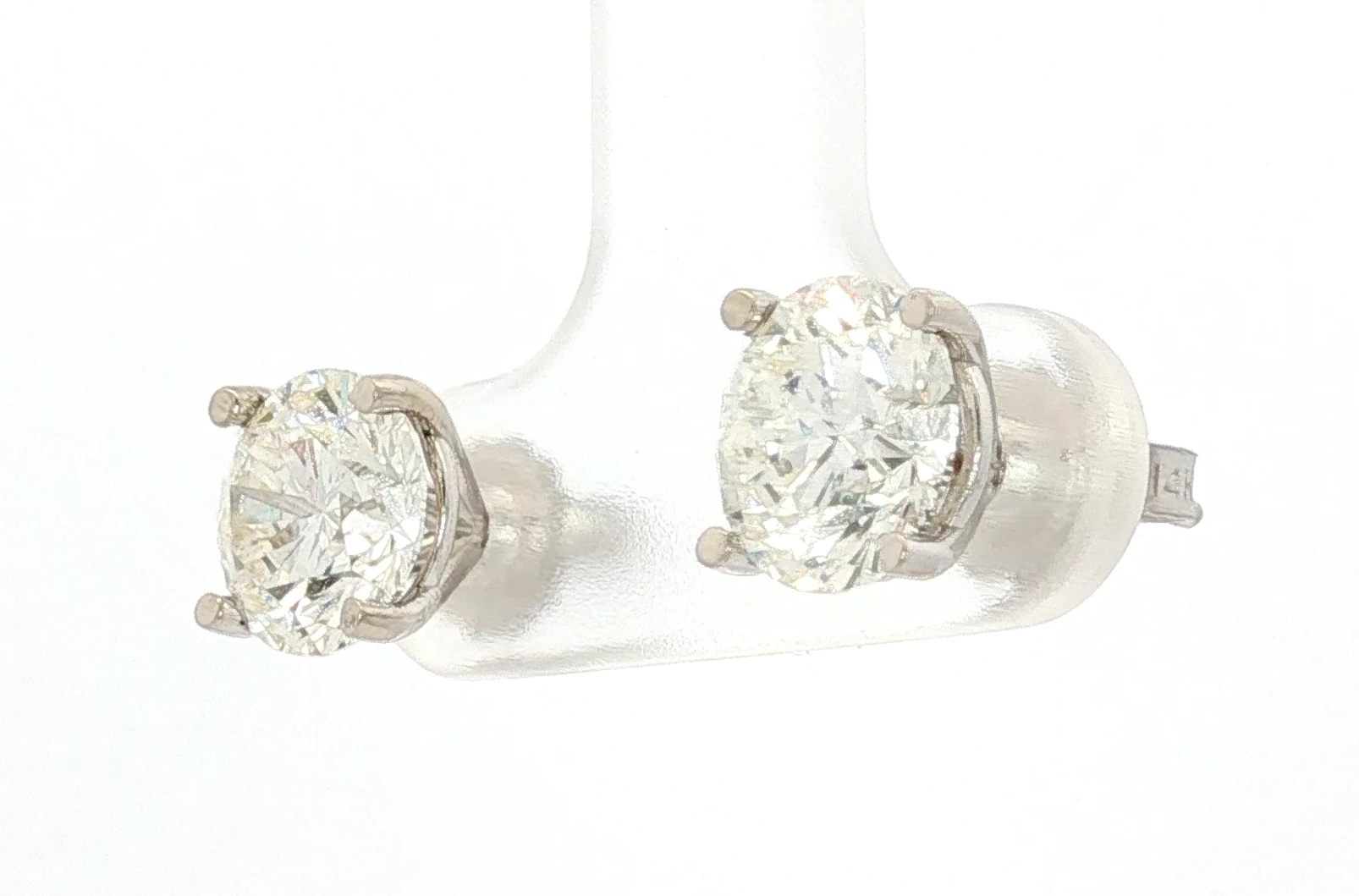 matching 1.6 each K VS Brilliants set in Classic White Gold Stud Earrings. SKU 2474 - Image 2