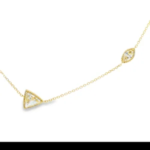 14kt Gold Necklace with a Trilliant and Marquise Cut Diamond.   SKU   3050