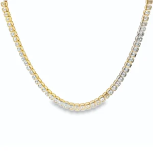 86 stone, 36.46 CT  Emerald-Cut Diamond Yellow Gold Necklace.   SKU   3054