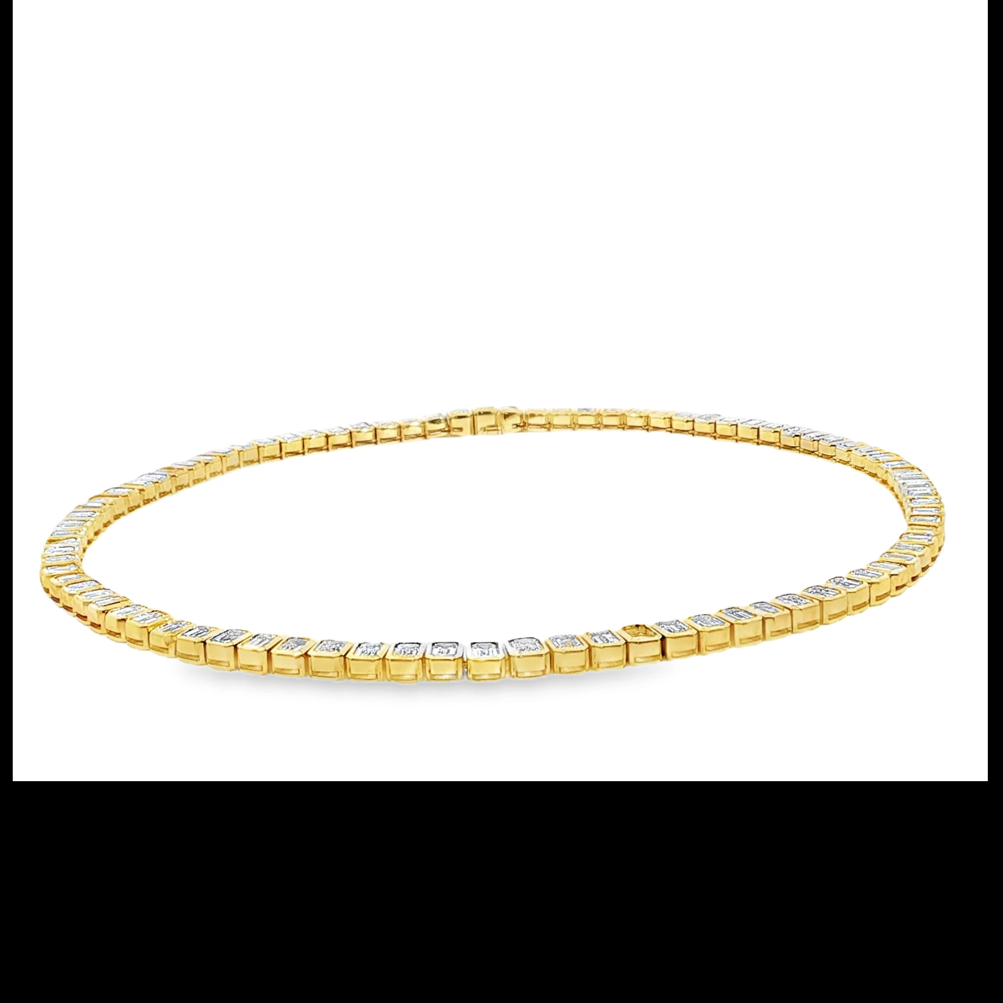 86 stone, 36.46 CT Emerald-Cut Diamond Yellow Gold Necklace. SKU 3054 - Image 2