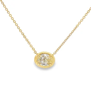Yellow Gold Charm Necklace with Pear Shaped Diamond.   SKU  5223