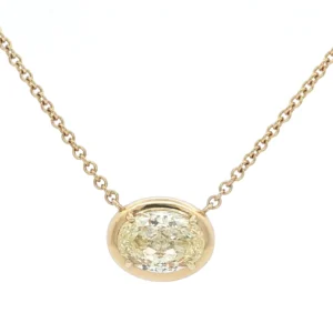Fancy Yellow Diamond Oval Cut Yellow Gold Chain Necklace.   SKU  4878