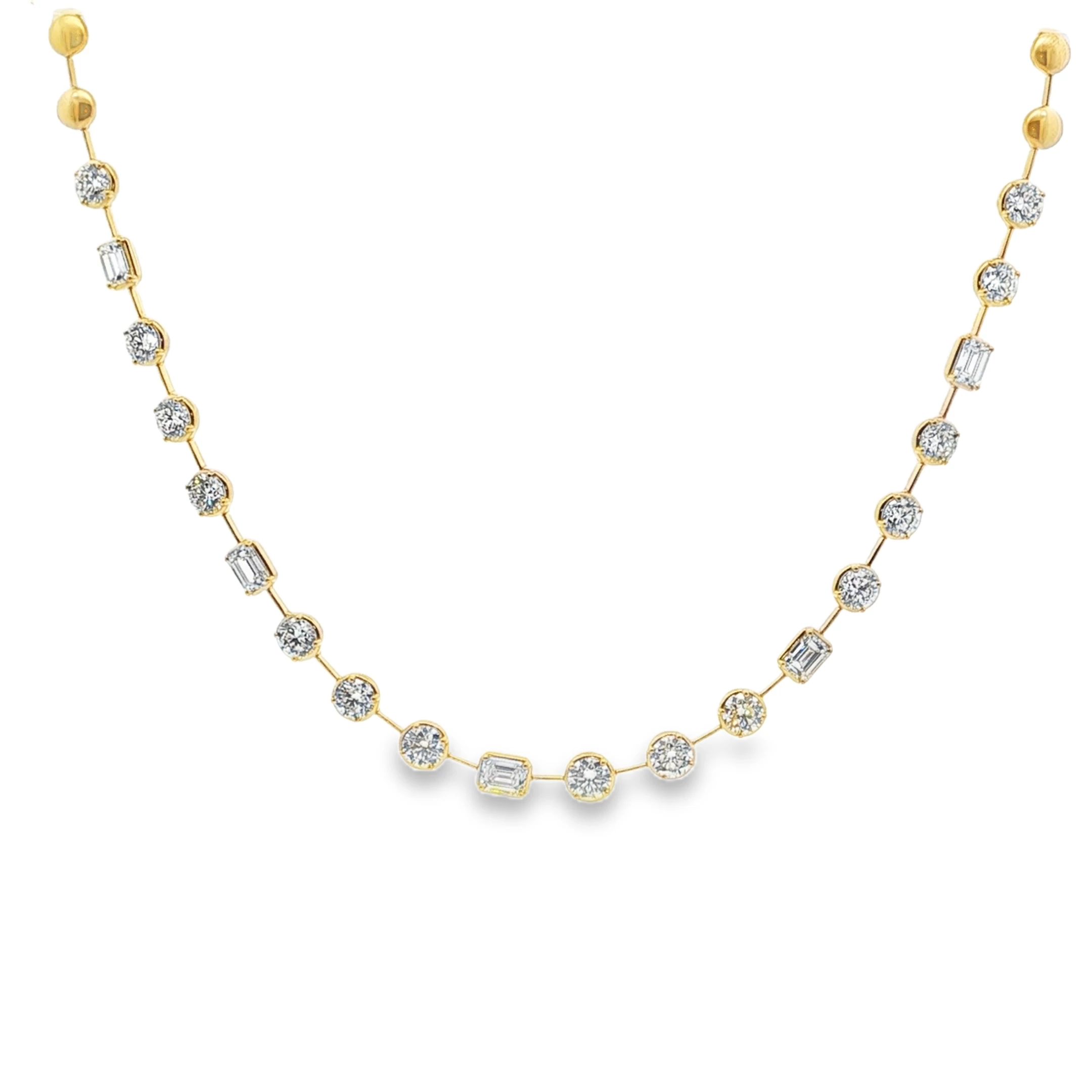 Rose Gold Diamond Necklace with Round Brilliant Cut Diamonds. SKU 5254