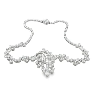 Platinum and White Gold Diamond Necklace with Round Cut Diamonds.   SKU 5261