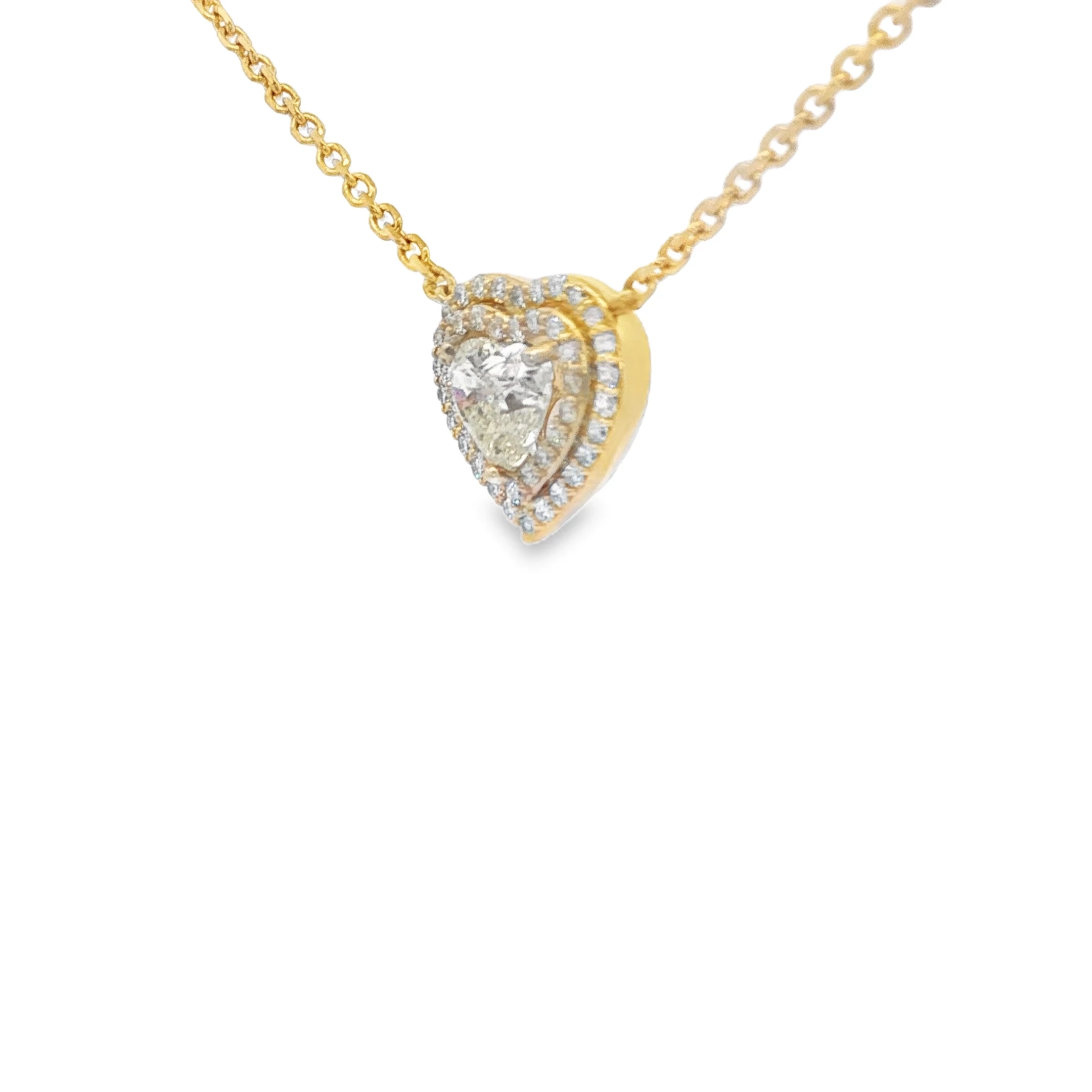 Rose Gold Heart-Shaped Diamond Charm Necklace. SKU 6042 - Image 2