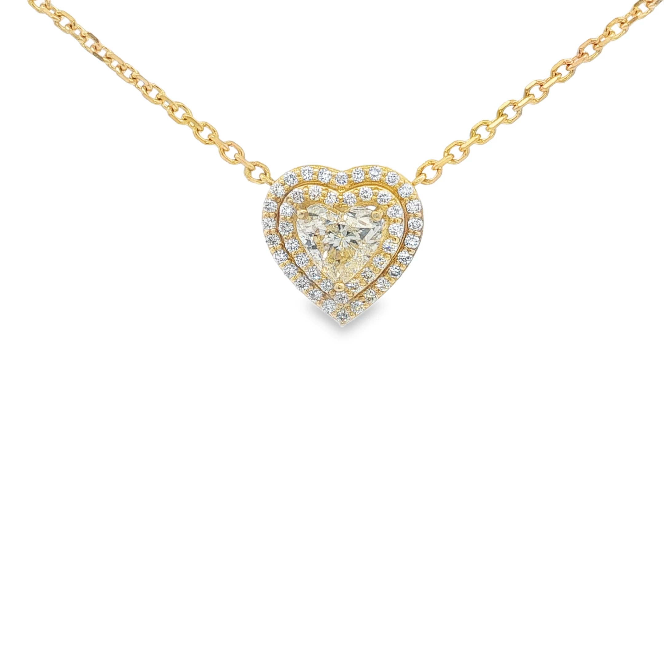 Rose Gold Heart-Shaped Diamond Charm Necklace. SKU 6042 - Image 4