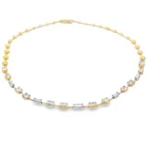 Rose Gold Diamond Necklace with Square Cut Diamonds. SKU  6985