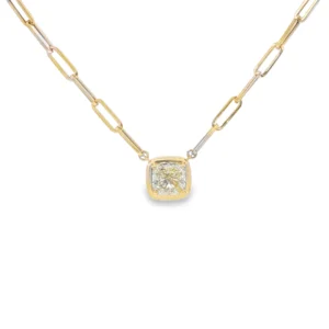 Cushion Cut Diamond Necklace in Rose Gold. SKU 6989