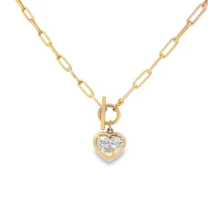 Rose Gold Heart Diamond Charm Necklace. SKU 6991