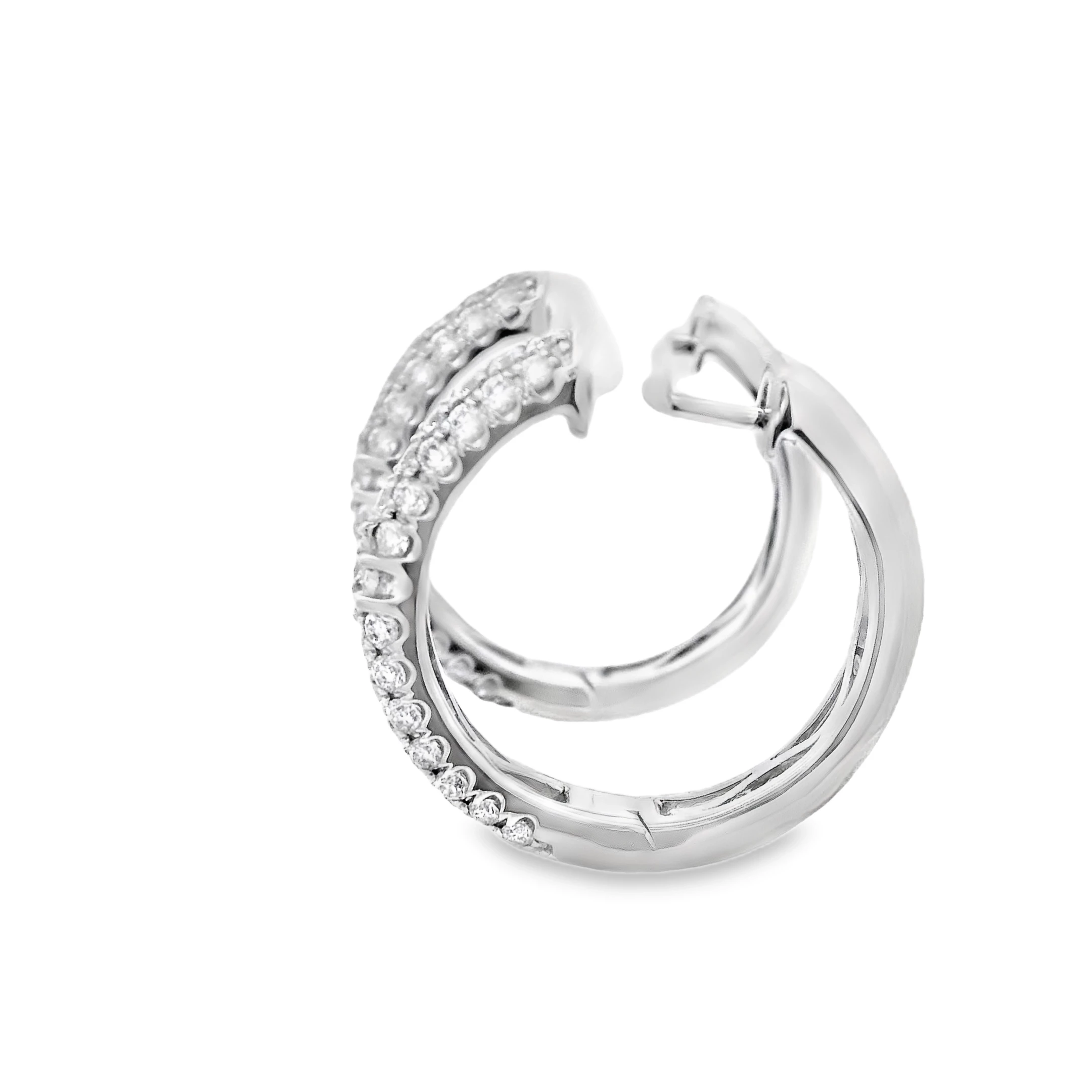18kt White Gold Hoop Earrings with Round Brilliant Diamonds. SKU DDI-203-10040 - Image 2