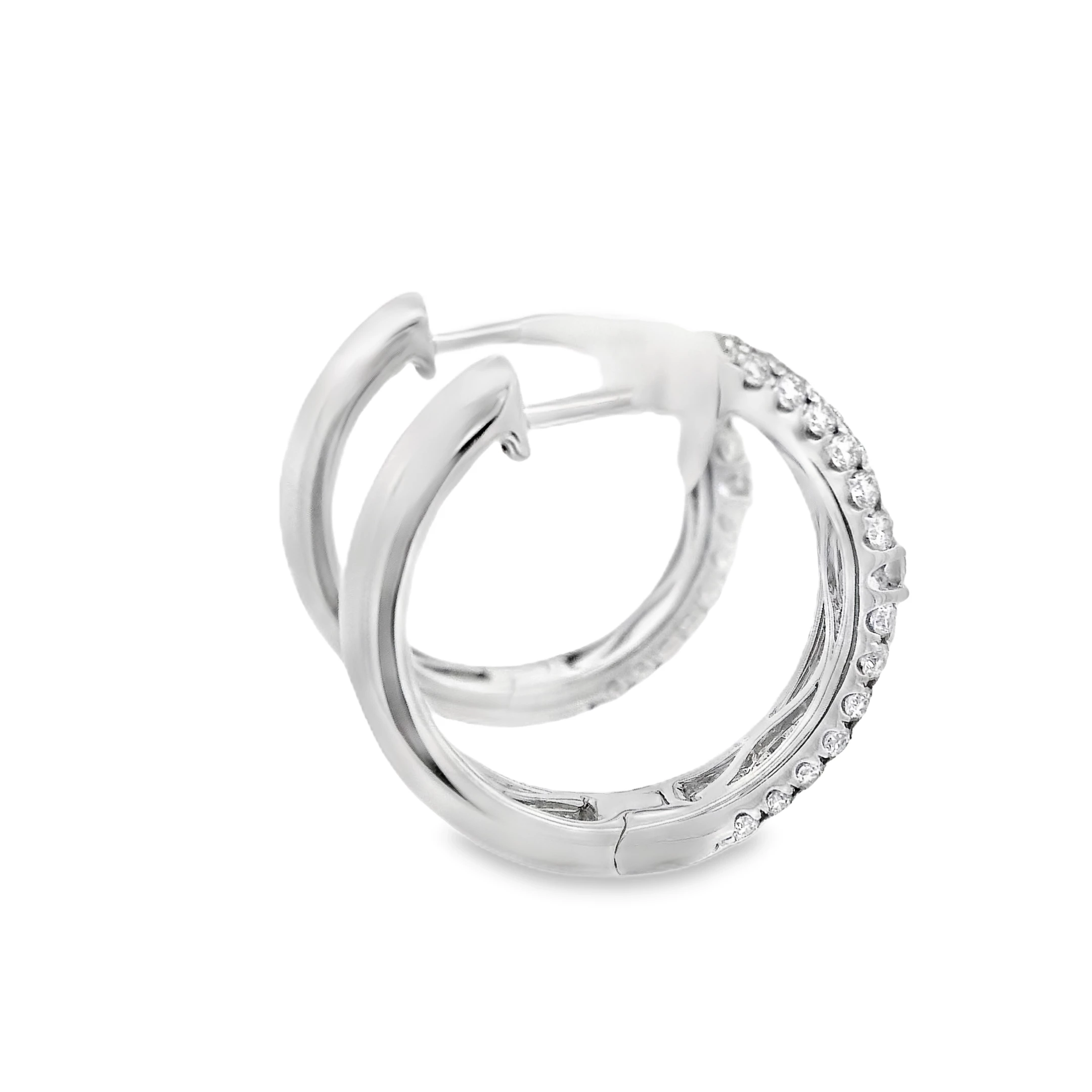 18kt White Gold Hoop Earrings with Round Brilliant Diamonds. SKU DDI-203-10040 - Image 3
