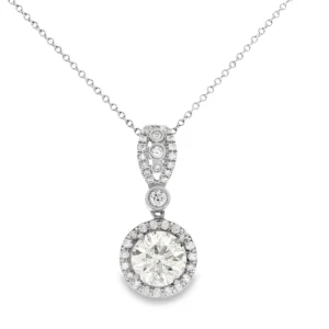 18kt White Gold Diamond Pendant Necklace with Round Brilliant Cut Diamond. SKU  DDi-1-10053