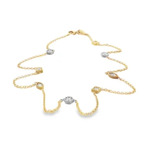 Yellow Gold Chain Necklace with Fancy Cut Diamonds.   SKU  GD-N150-152-YG