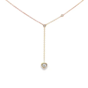 Rose Gold Charm Necklace with Heart-Shaped Diamond Pendant.   SKU    GD-N26-HS-RG