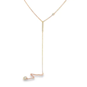 Rose Gold Diamond Y-Necklace with Round Brilliant Cut Diamonds.   SKU  GD-NB26