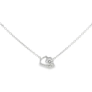 White Gold Necklace with Round Brilliant Diamond.   SKU  PD-030-4.2-17"