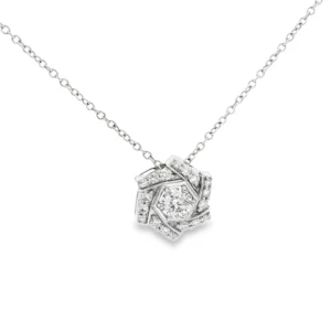 White Gold Diamond Necklace with Round Brilliant Cut.   SKU   PD-044B-5.7 17"