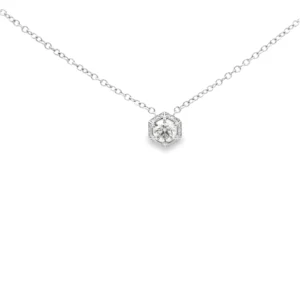 Elegant White Gold Necklace with Round Brilliant Diamond.   SKU     PD-080B-4.7 18"